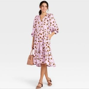 A new day floral print ruffle hem midi dress